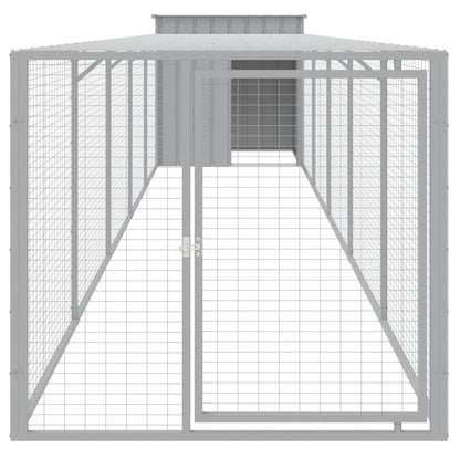 Chicken Cage with Run Light Grey 110x609x110cm Galvanised Steel