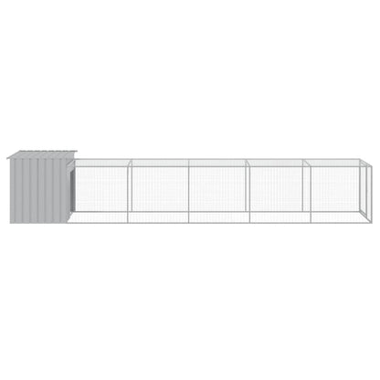Chicken Cage with Run Light Grey 110x609x110cm Galvanised Steel
