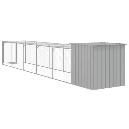 Chicken Cage with Run Light Grey 110x609x110cm Galvanised Steel