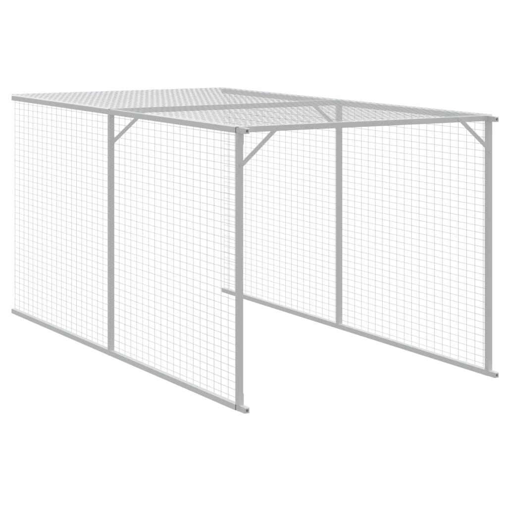 Chicken Cage with Run Light Grey 110x609x110cm Galvanised Steel