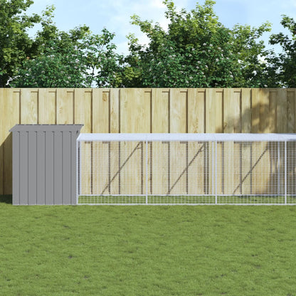 Chicken Cage with Run Light Grey 110x609x110cm Galvanised Steel