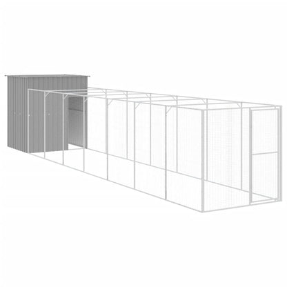 Dog House with Run Light Grey 165x863x181 cm Galvanised Steel