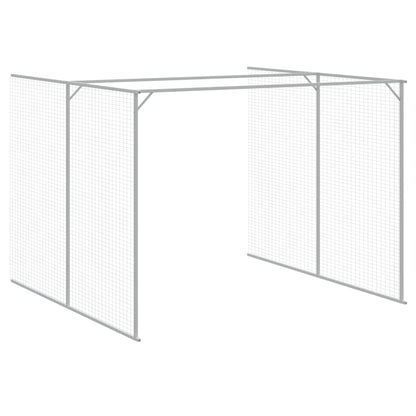 Dog House with Run Light Grey 214x457x181 cm Galvanised Steel