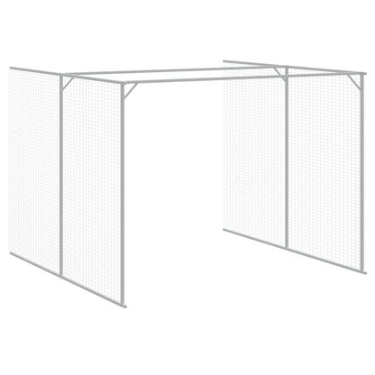Dog House with Run Light Grey 214x661x181 cm Galvanised Steel