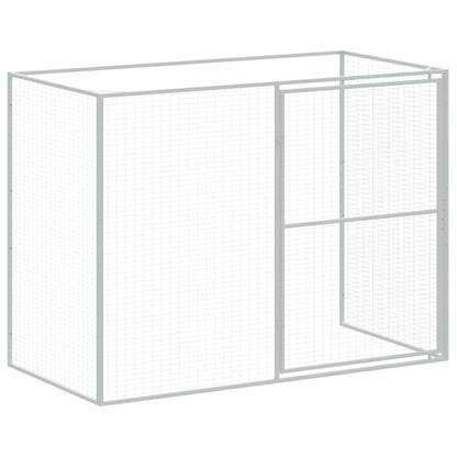 Dog House with Run Light Grey 214x661x181 cm Galvanised Steel