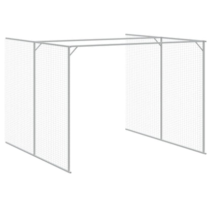 Dog House with Run Light Grey 214x1069x181 cm Galvanised Steel