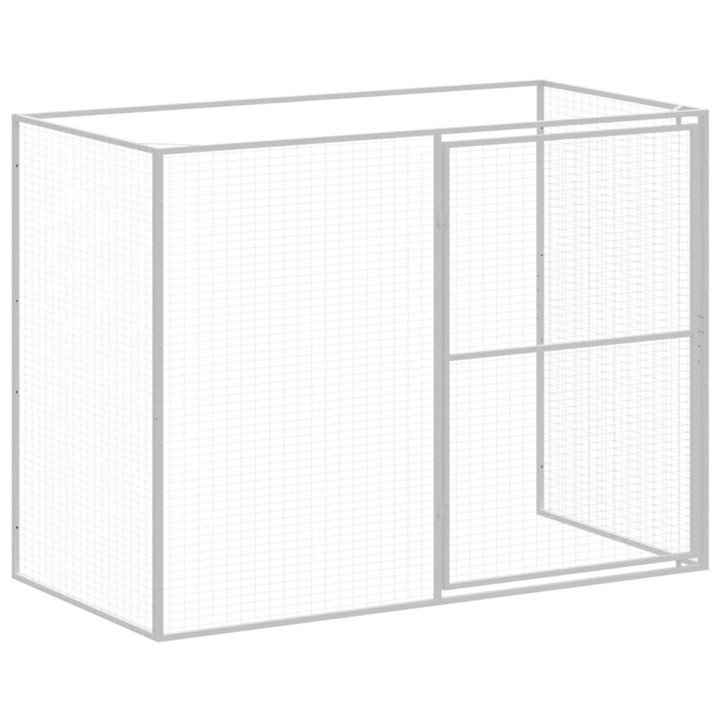 Dog House with Run Light Grey 214x1069x181 cm Galvanised Steel