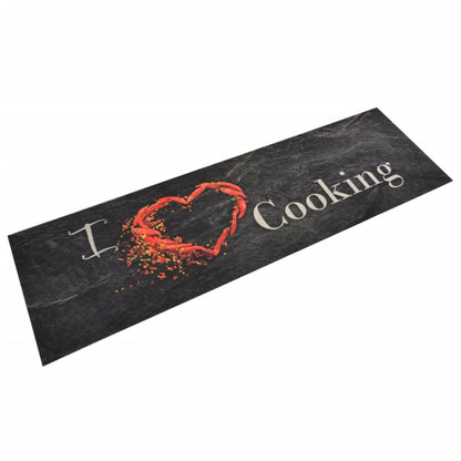 Kitchen Rug Washable Cooking Black 45x150 cm Velvet