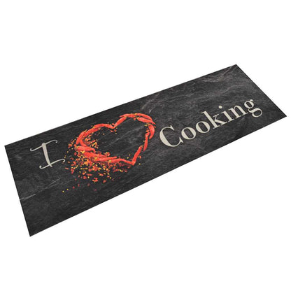 Kitchen Rug | Black | Velvet (100% polyamide), Latex | 60x180 cm