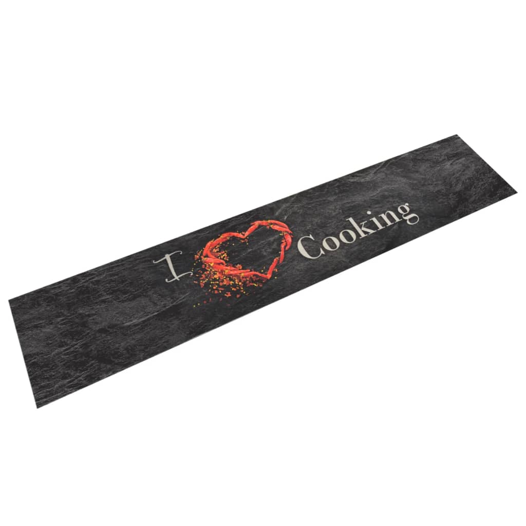 Kitchen Rug | Black | Velvet | 60x300 cm | Non-slip | Kitchen Rug