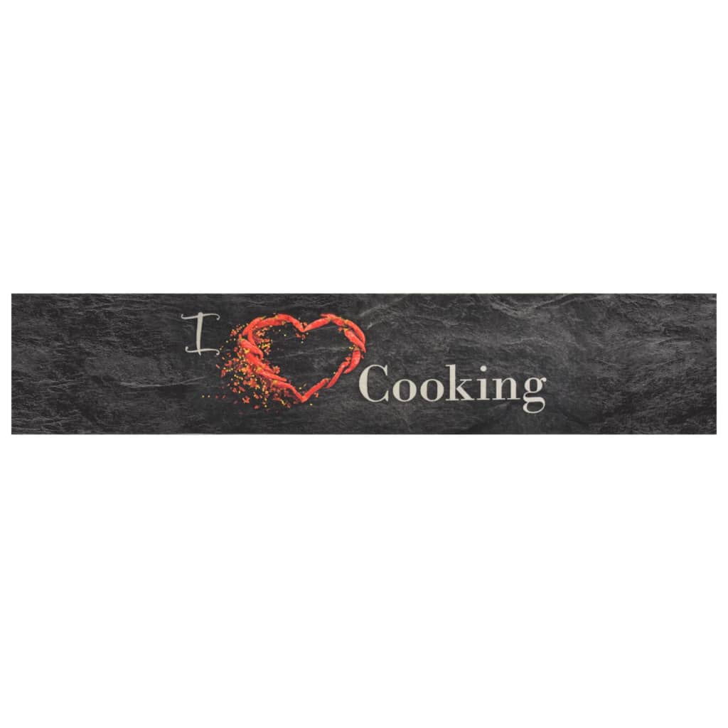 Kitchen Rug | Black | Velvet | 60x300 cm | Non-slip | Kitchen Rug