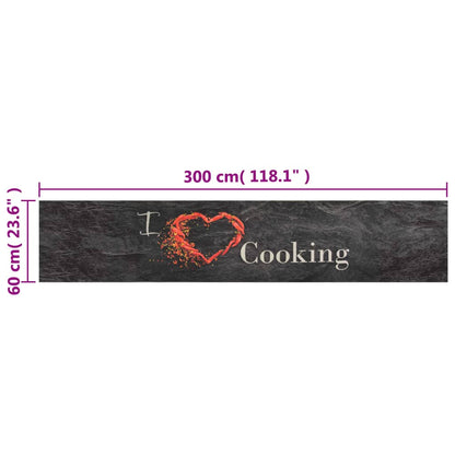 Kitchen Rug | Black | Velvet | 60x300 cm | Non-slip | Kitchen Rug