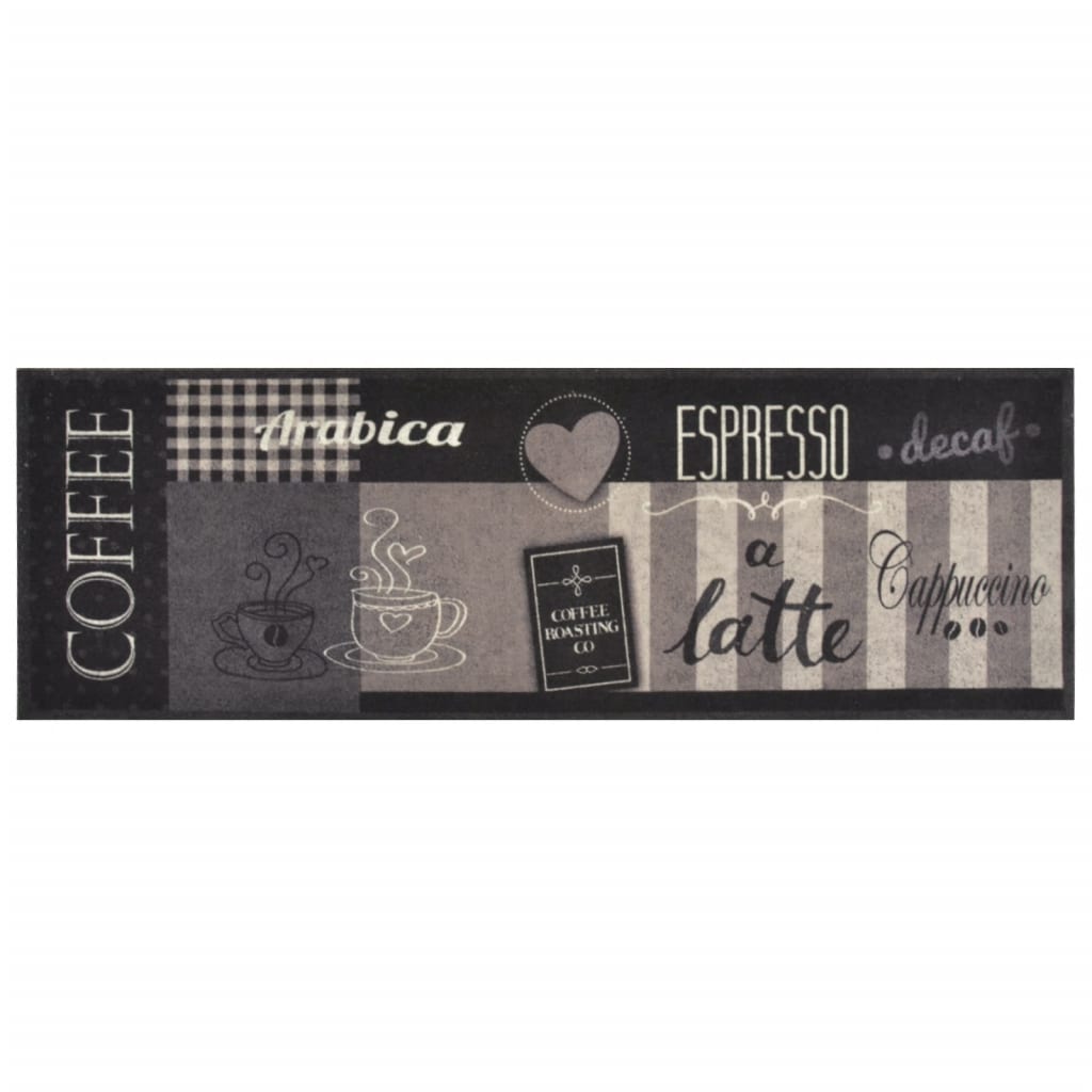 Kitchen Rug Washable Coffee Black 60x180 cm Velvet