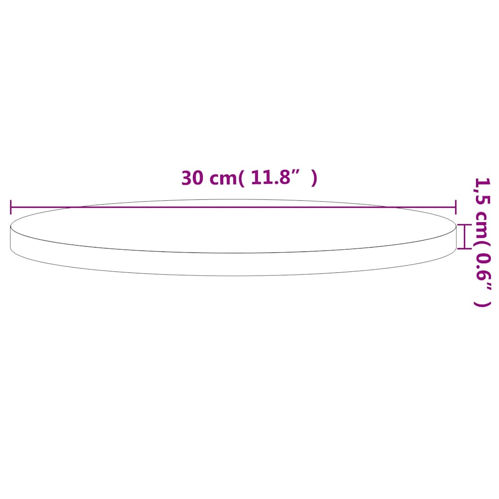 Table Top Ø30x1.5 cm Round Solid Wood Beech