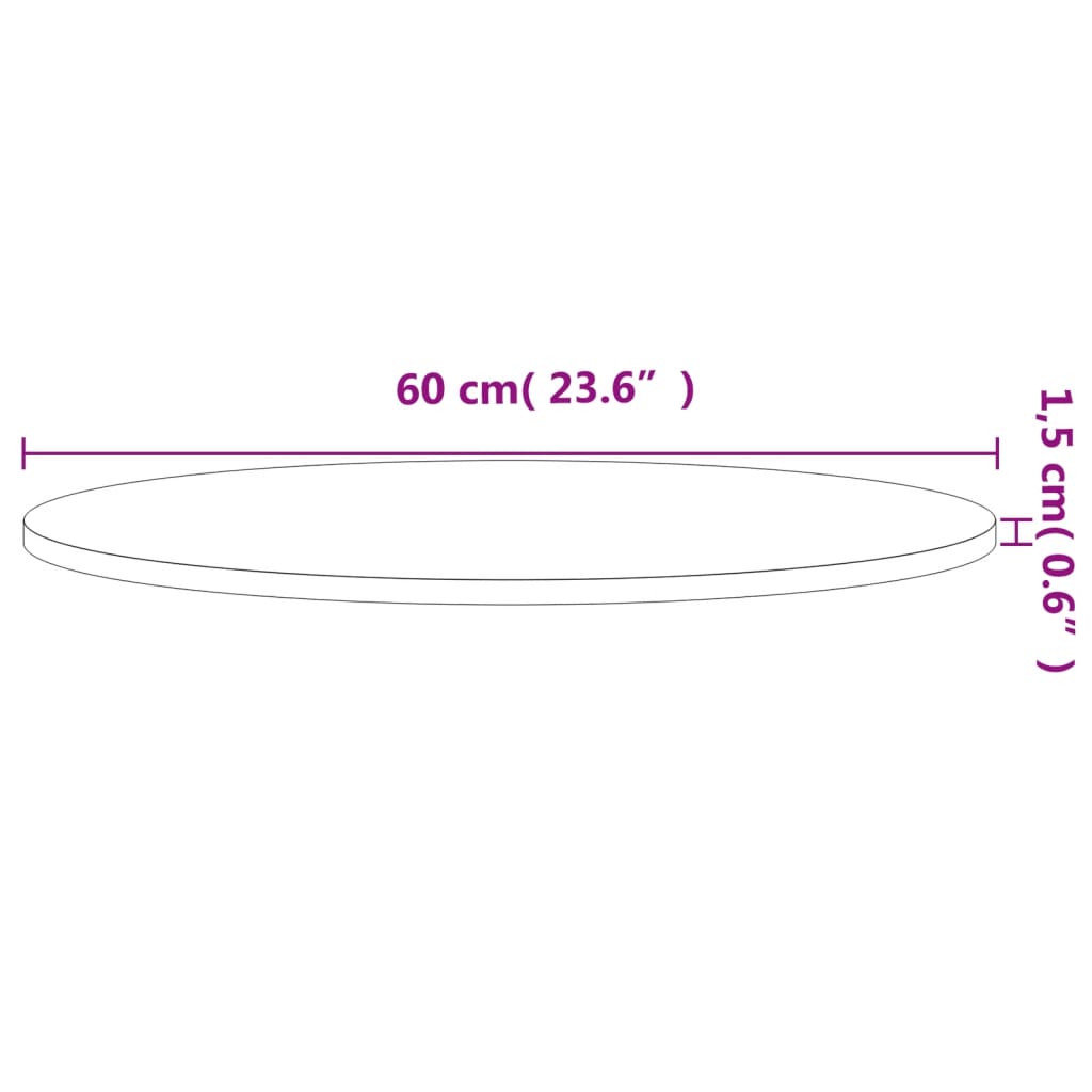 Table Top Ø60x1.5 cm Round Solid Wood Beech