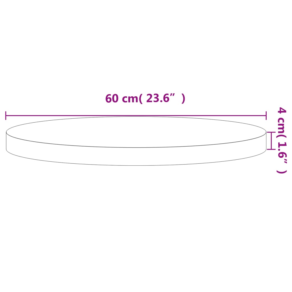 Table Top Ø60x4 cm Round Solid Wood Beech