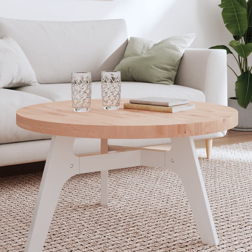 Table Top Ø80x4 cm Round Solid Wood Beech