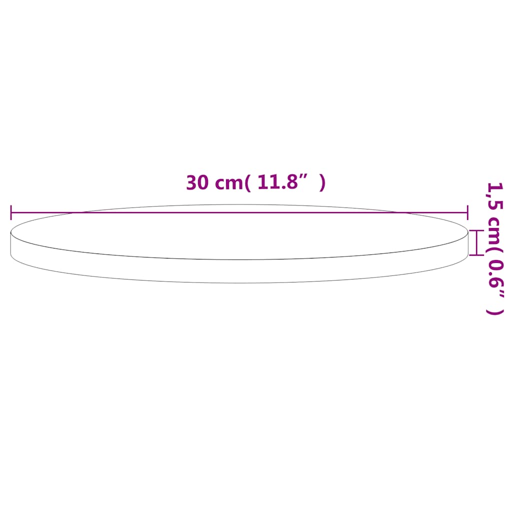 Table Top Ø30x1.5 cm Round Solid Wood Beech