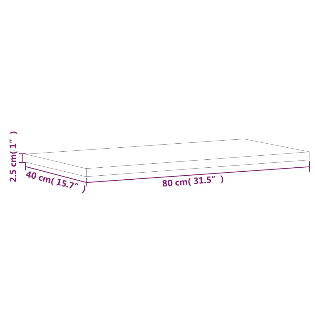 Bathroom Countertop 80x40x2.5 cm Solid Wood Beech