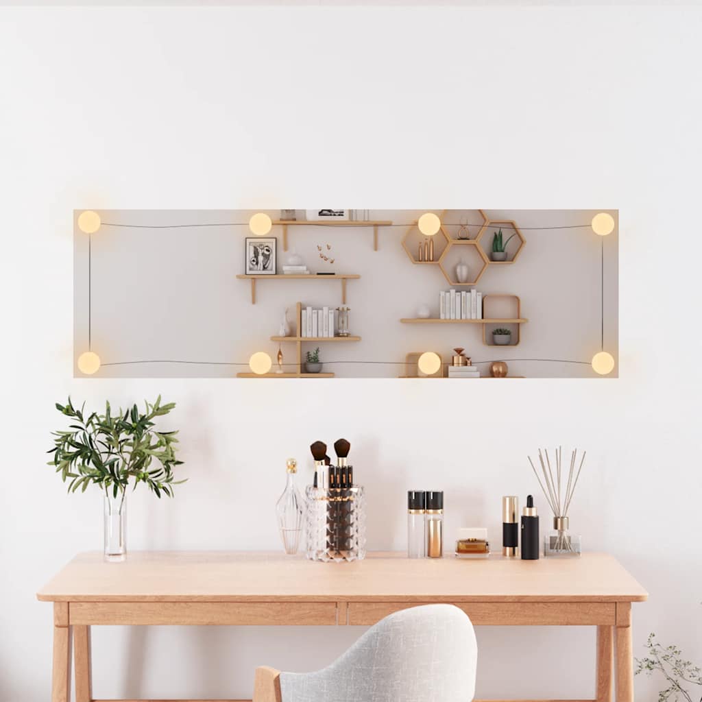 Wall Mirror with LED Lights 30x100 cm Glass Rectangle