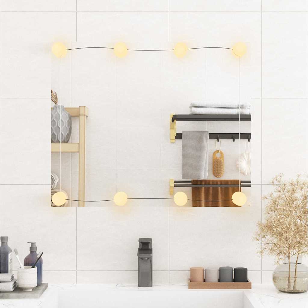 Wall Mirror with LED Lights 50x60 cm Glass Rectangle