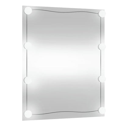 Wall Mirror with LED Lights 50x60 cm Glass Rectangle