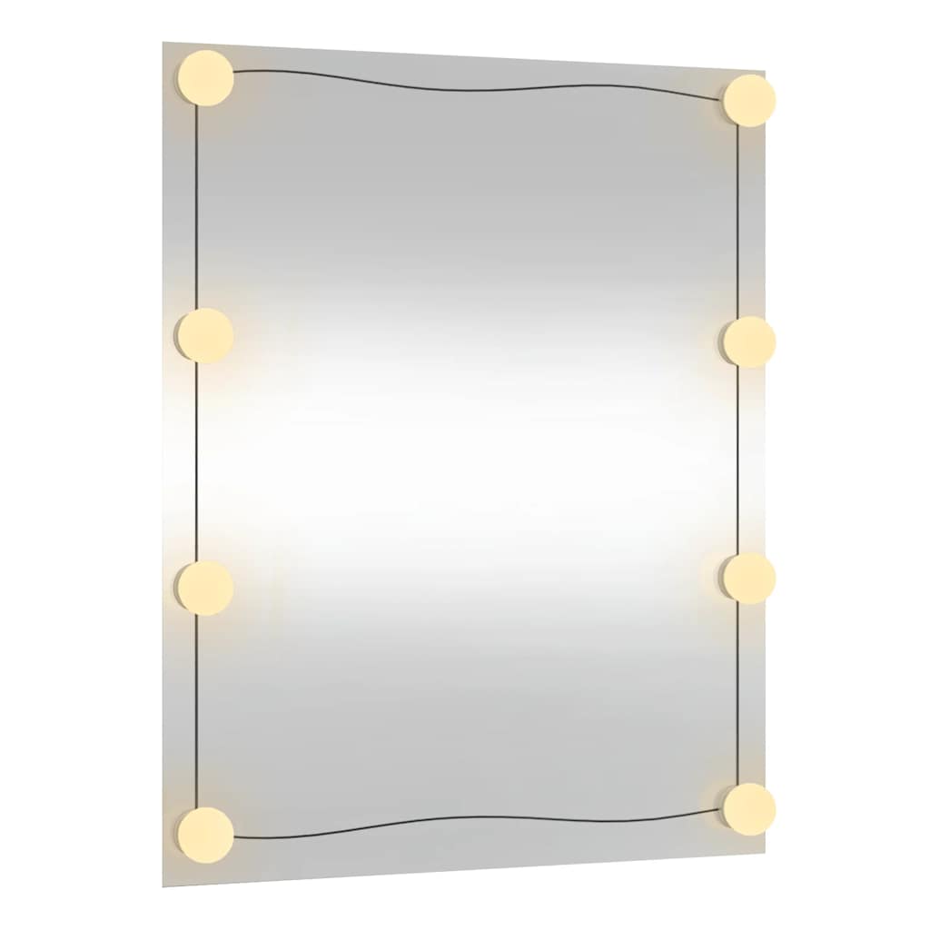 Wall Mirror with LED Lights 50x60 cm Glass Rectangle