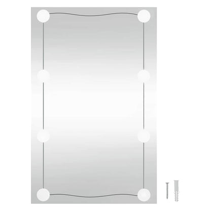 Wall Mirror with LED Lights 50x80 cm Glass Rectangle