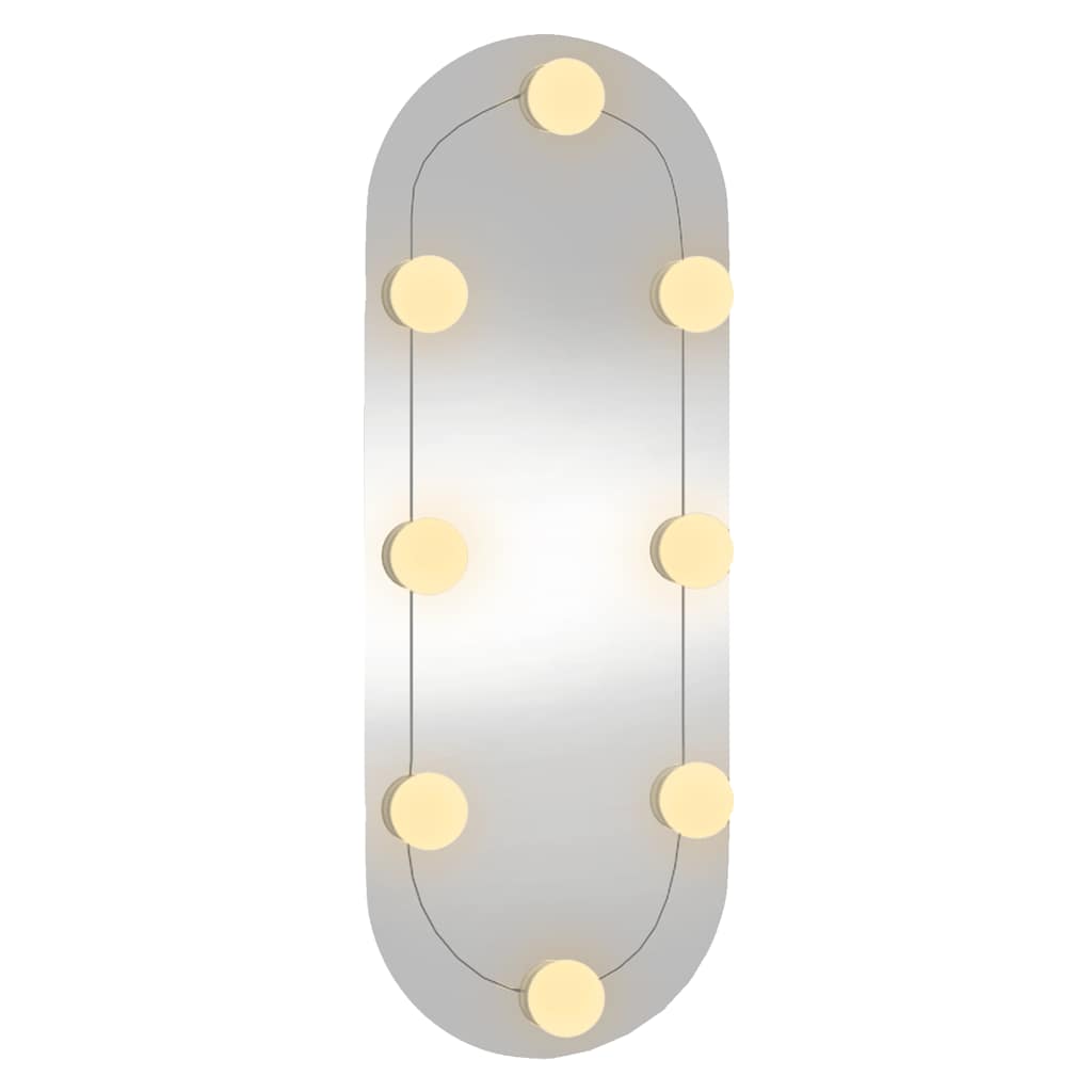 Wall Mirror with LED Lights 20x50 cm Glass Oval