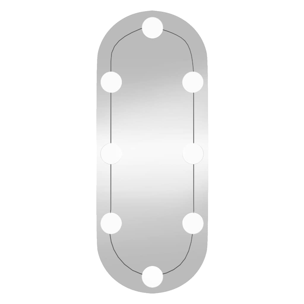 Wall Mirror with LED Lights 20x50 cm Glass Oval