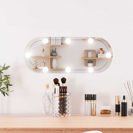 Wall Mirror with LED Lights 20x50 cm Glass Oval