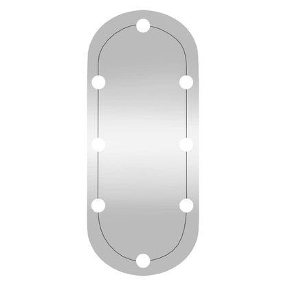 Wall Mirror with LED Lights 30x70 cm Glass Oval