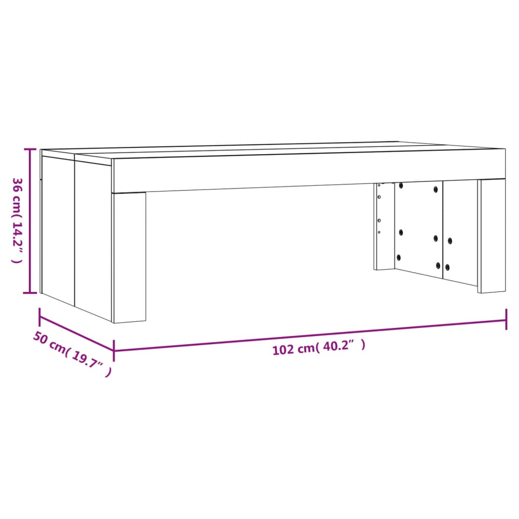 Coffee Table White 102x50x36 cm Engineered Wood