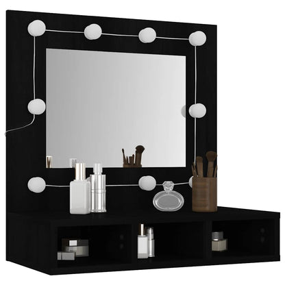 Mirror Cabinet with LED Black 60x31.5x62 cm
