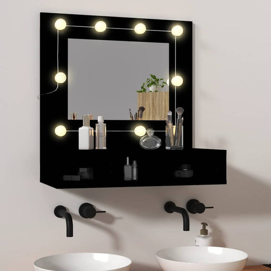 Mirror Cabinet with LED Black 60x31.5x62 cm