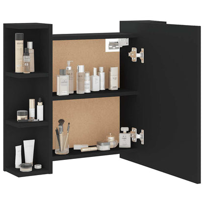 Mirror Cabinet with LED Black 70x16.5x60 cm