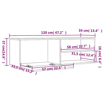 TV Cabinet Smoked Oak 120x34x37 cm Engineered Wood