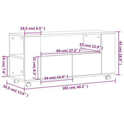 TV Cabinet White 102x34,5x43 cm Engineered Wood