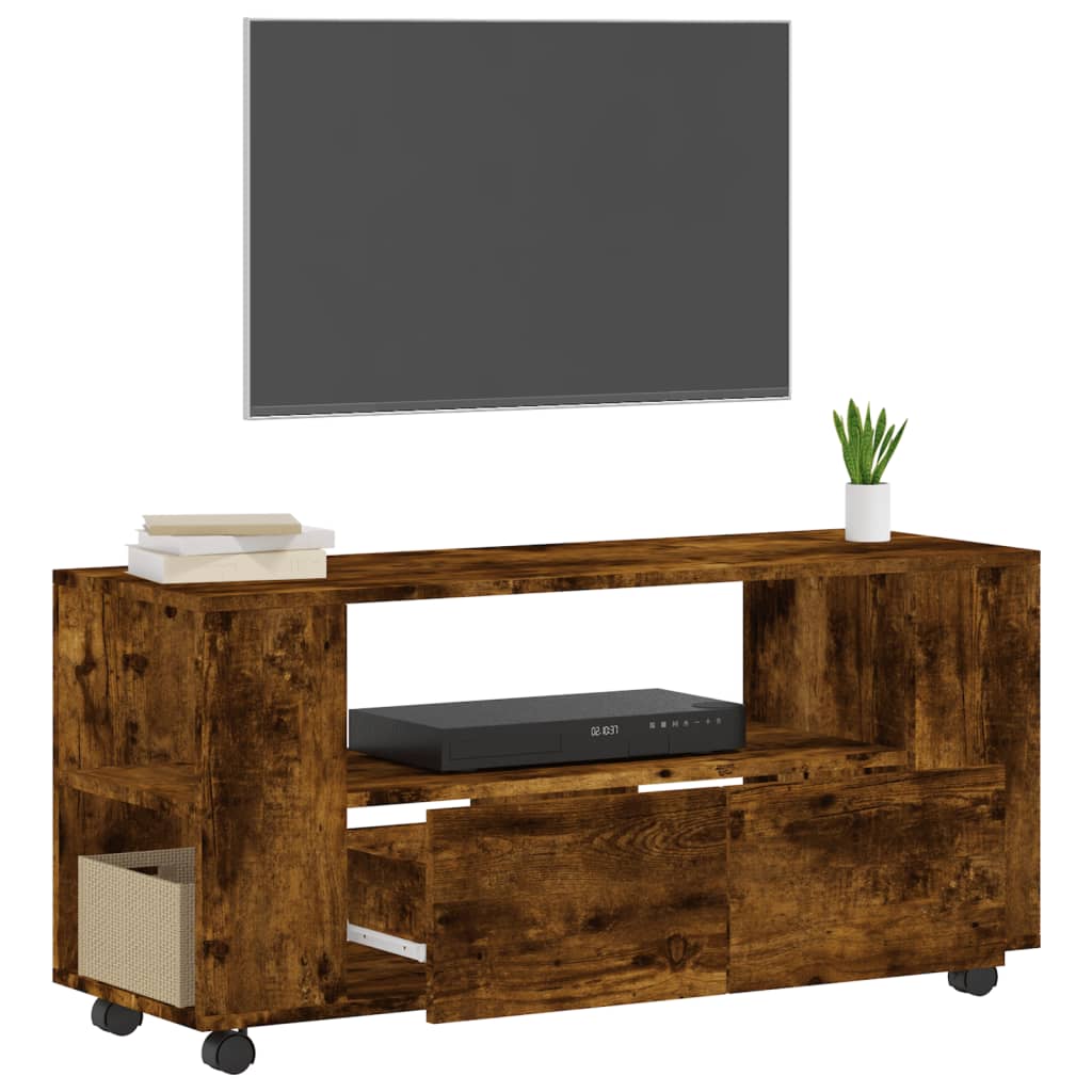 TV Cabinet Smoked Oak 102x34,5x43 cm Engineered Wood
