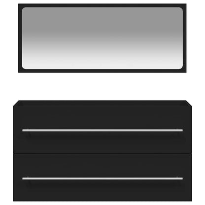 Bathroom Cabinet With Mirror | Black | Engineered Wood | Medium