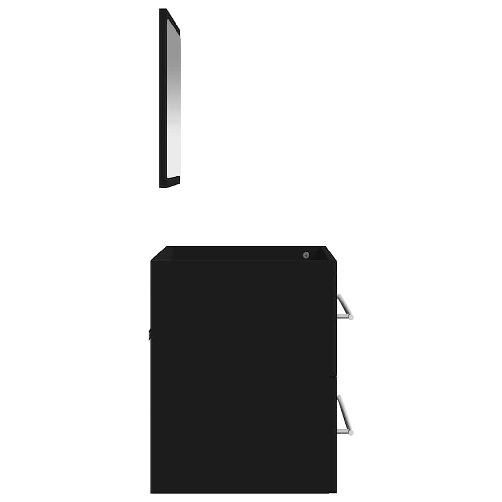 Bathroom Cabinet With Mirror | Black | Engineered Wood | Medium
