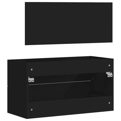 Bathroom Cabinet With Mirror | Black | Engineered Wood | Medium