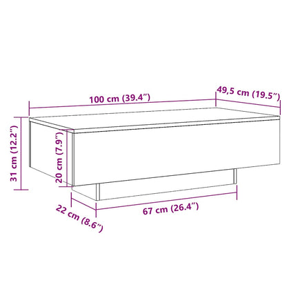 Coffee Table White 100x49,5x31 cm Engineered Wood