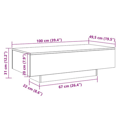 Coffee Table Smoked Oak 100x49.5x31 cm Engineered Wood