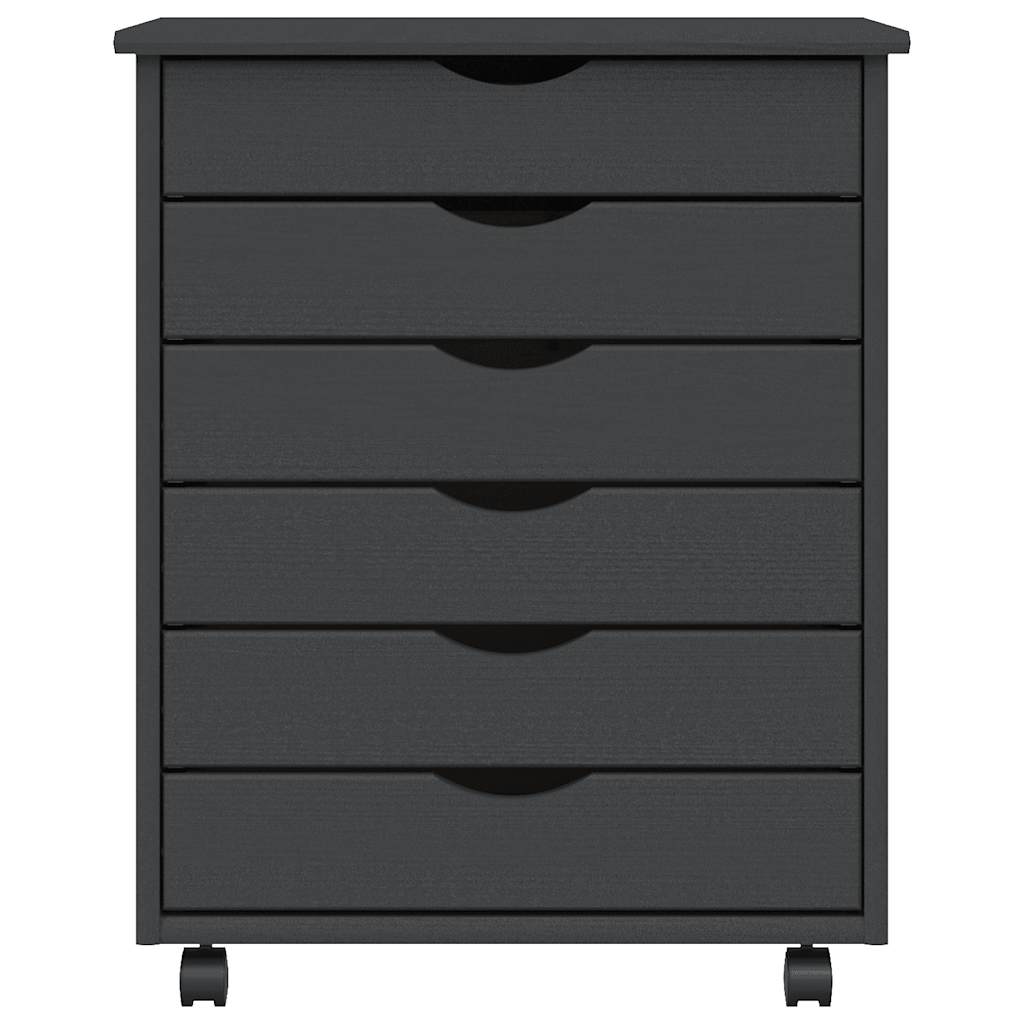 Rolling Cabinet with Drawers MOSS Grey Solid Wood Pine