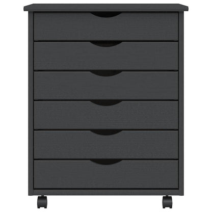 Rolling Cabinet with Drawers MOSS Grey Solid Wood Pine
