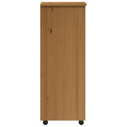 Rolling Cabinet with Drawers MOSS Honey Brown Solid Wood Pine