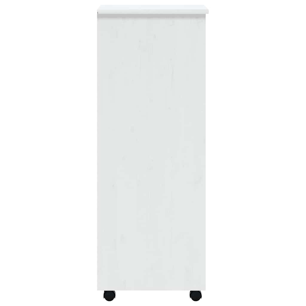 Rolling Cabinet with Drawers MOSS White Solid Wood Pine