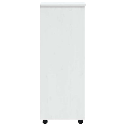 Rolling Cabinet with Drawers MOSS White Solid Wood Pine