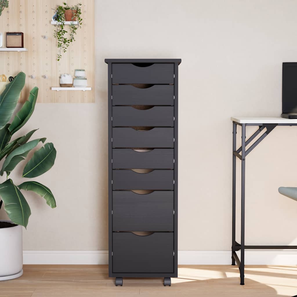 Rolling Cabinet | MOSS Grey | Solid pine wood, engineered wood, plastic